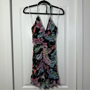 Lulu’s Women’s Floral Ruched Ruffles Mini Dress Size S